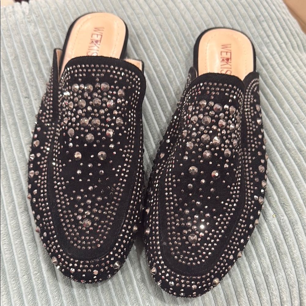 Kiss Black Studded Slip-Ons